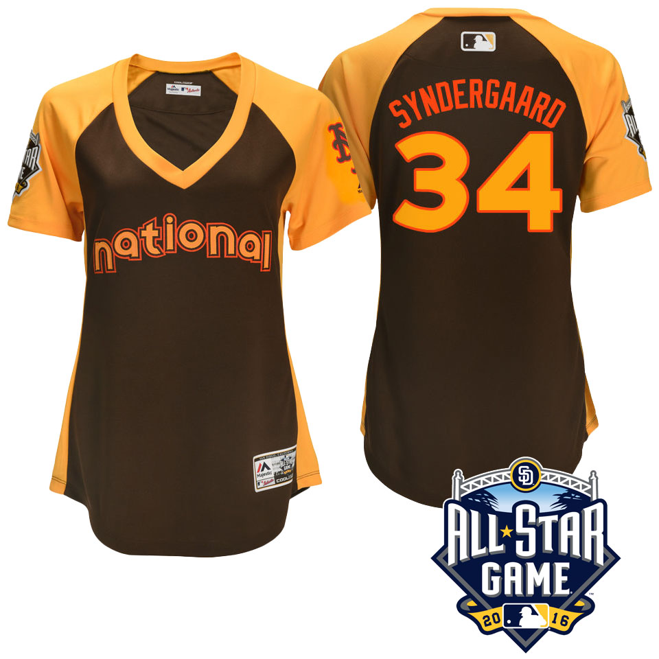 Women's 2016 MLB All-Star National New York Mets Noah Syndergaard #34 Brown Home Run Derby Cool Base Jersey